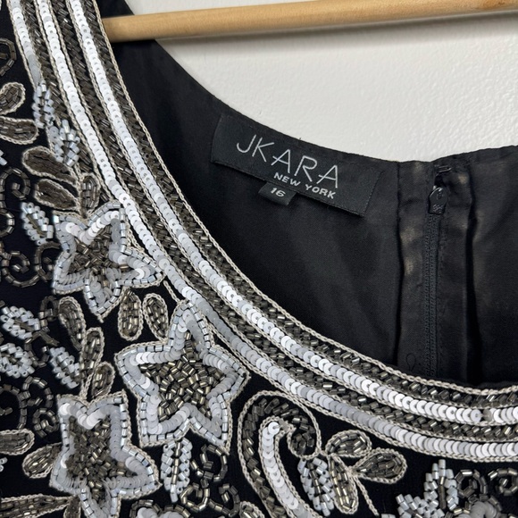 Jkara New York Beaded Embellished Cap Sleeve Long Gown 16 - Picture 4 of 12